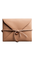 Brown envelope tied with twine and button on transparent background png