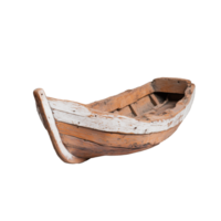Vintage wooden boat model with intricate details and rustic charm on transparent background png