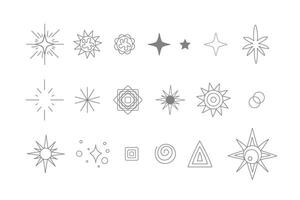 Abstract line art stars design elements set vector