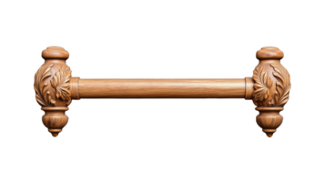 Wooden Drawer Handle with Decorative Ends on Transparent Background png