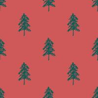 Seamless pattern with geometric minimal scandinavian Christmas tree doodle for decorative print, wrapping paper, greeting cards and fabric vector