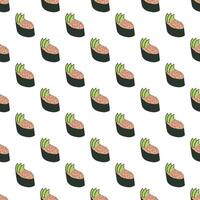 Seamless pattern with sushi for decorative print, wrapping paper, menu, wallpaper and fabric vector