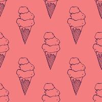 Seamless pattern with ice cream doodle for decorative print, wrapping paper, greeting cards, wallpaper and fabric vector