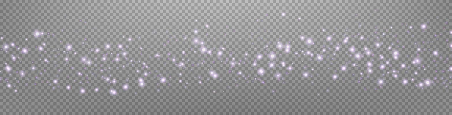 Purple glittering dots, particles, stars magic sparks. Glow flare light effect. Violet luminous points