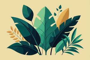 Minimal Cluster of Hand-Drawn Tropical Leaves in Various Shapes vector