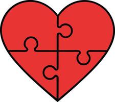 Fourpiece Puzzle Heart Love, Unity, Connection, Teamwork, Togetherness vector