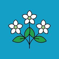 Simple White Flowers, Green Leaves, Floral Design, Nature, Botany, Spring, Summer, Bloom, Plant, Ill vector