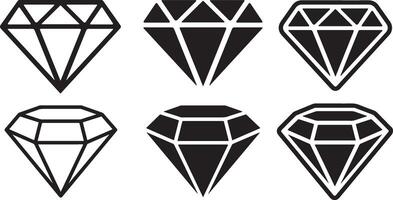 Adobe Pixel perfect icon set of diamonds, gems, different diamond cuts. Simple thin line icons, flat illustrations. Isolated on white, transparent background vector