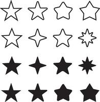 Icon set about star rating, stars with different shapes. Thin line icons, flat illustrations, isolated on white, transparent background vector