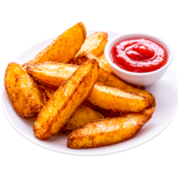 Crispy Potato Wedges with Ketchup Dip png