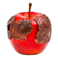 Red Apple with Rotting Skin Close-Up Showing Decay and Aging png