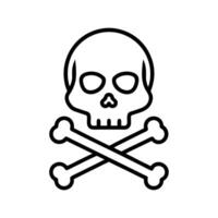 Minimalistic Skull and Crossbones Line Illustration for Danger, Warning, and Hazard Symbol Art vector