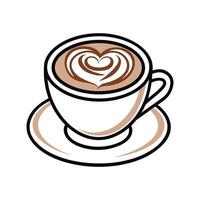 Coffee Cup with Heart Latte Art - Minimalist Top View Illustration for Cafe Decor vector
