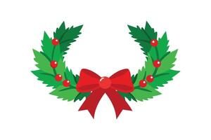 Festive Pine Garland Illustration - Realistic Christmas Tree Branches with Red Bows and Ribbons vector