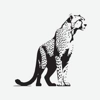 A black and white cheetah standing on a white background vector