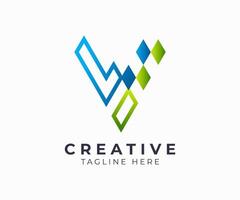 Abstract colorful initial V letter logo template icon design for business. vector