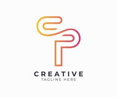 C and P letter abstract initial colorful gradient logo template icon design. vector