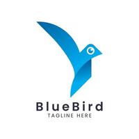 Bluebird gradient logo icon template design with geometric shape for modern business. vector