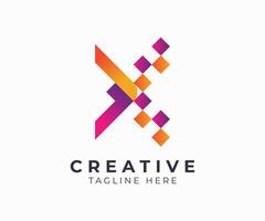 Abstract colorful X letter initial logo template design for modern business. vector