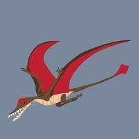 Rhamphorhynchus Carnivore Dinosaur Fish-eating, has a long tail with a diamond-shaped tip vector