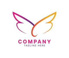 Abstract colorful wings logo icon template design with modern style for creative business. vector