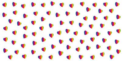 Seamless pattern of rainbow gradient hearts on a white background. Perfect for love, pride, and celebration themed design projects vector
