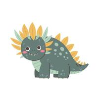 Cute fictional dinosaur on white background. Drawing dinosaur for children. character vector