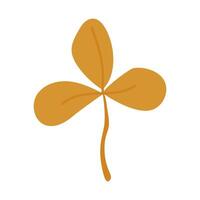 A painted flat illustration of an orange autumn leaf with three leaves. A simple and cozy illustration of an isolated autumn leaf. Herbarium and scrapbooking. Dark dried leaf. Insulated sheet vector