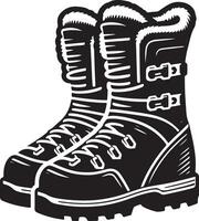 Silhouette of ski boot. vector