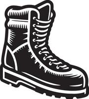 Ski boot silhouette on white background. vector