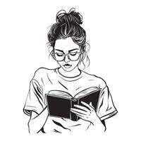 Tranquil Escape Girl Deep in Reading Illustration vector