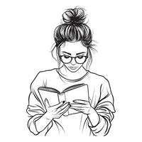 Quiet Reflection Girl Reading a Book Illustration vector