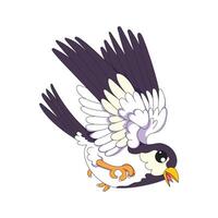 illustration of a bird flying with an open beak vector