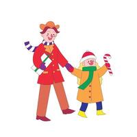 illustration of father and daughter, carrying gifts and daughter carrying candy bars vector