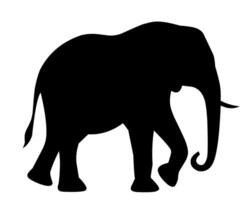 A detailed black silhouette of an elephant with tusks. Ideal for wildlife conservation, safari, and nature-inspired designs. Use it for logos, prints, and educational materials vector