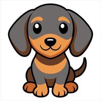 Cute Cartoon Dachshund Dog Sitting in a Playful Pose vector