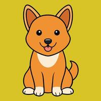 Cute and Friendly Carolina Dog Sitting Illustration Design vector