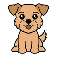 Cartoon Border Terrier Dog sitting Clipart Design vector