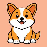 Cute Cartoon Corgi Dog Sitting in a Playful Pose vector