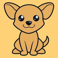 Adorable Baby Chiweenie Dog Sitting in Cartoon Style vector