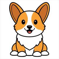 Charming Cartoon Welsh Corgi Dog Sitting for Creative Project vector