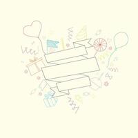 Ribbon heart frame for text placeholder doodle hand drawn illustration vector