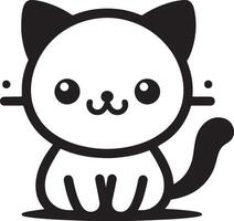 a black and white drawing of a cat with a black tail and a white background silhouette art style outline vector