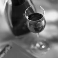 Port wine in a glass close view background photo