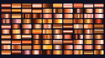 Bronze metallic gradient background set. Metallic gradation textures. Shiny elegant gradient collection. vector