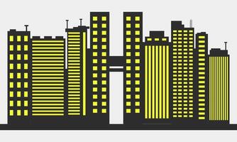 Modern city skyline illustration with illuminated windows vector