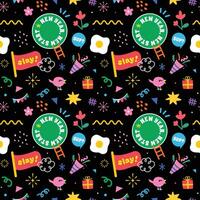seamless pattern with doodle elements and quotes label vector