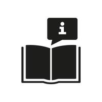 Information Book Silhouette Icon with Speech Bubble. Education and Support Glyph Symbol. Knowledge and Learning Sign. Isolated Illustration vector