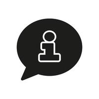 Information Sign in Speech Bubble Silhouette Icon. Customer Support Glyph Symbol. Communication and Assistance. Online Help Concept. Isolated Illustration vector