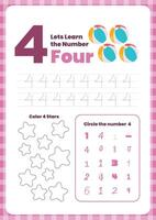 Activity worksheets for kids education with many exercises. Learning numbers from 1 to 10. Trace, color, dot to dot on one page vector